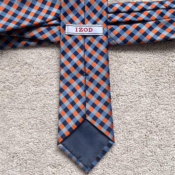 Orange Blue Checkered Tie - Picture 2 of 2